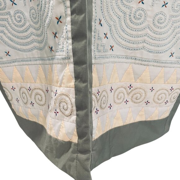 Handmade Embroidered Quilted Jacket Boho Folk Art Vintage Ethnic M L Open Front - Picture 9 of 13